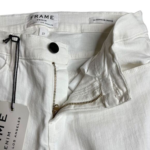 Frame Denim Le Skinny De Jeanne Ripped Jeans In Blanc Jefferson Size 27 - Picture 8 of 13